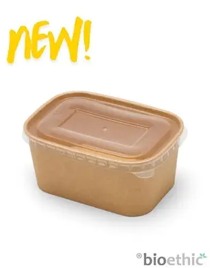 set 1000ml rectangular kraft cardboard box + transparent PP lid 